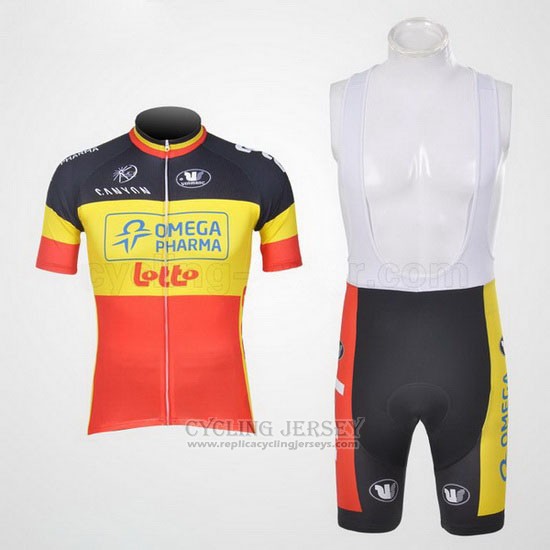 2011 Cycling Jersey Omega Pharma Lotto Champion Belga Short Sleeve and Bib Short